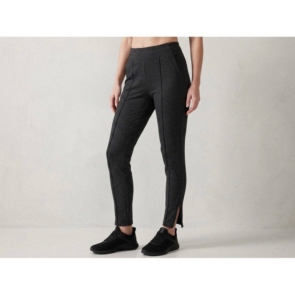 Athleta Venice Heathered Pintuck Pants Black High Rise Ankle Zip XXS 631857-01